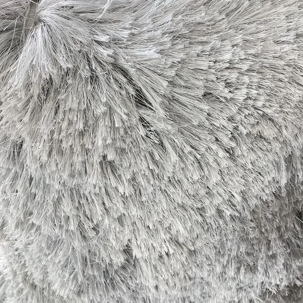 Set of Aphorism Gray Silver Metallic Shag Fringe Square Throw Pillow Covers 22
